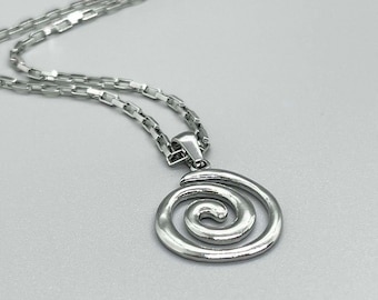 Stainless Steel Vortex Pendant Necklace No Tarnish Swirl Spiral Charm Choose Your Chain