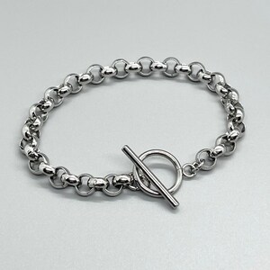 Stainless Steel Chunky Toggle Bracelet Non Tarnish Silver Rolo Chain Jewelry Gift Fun Fashion On The Go