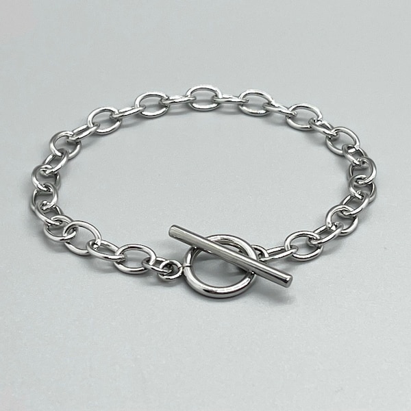 Stainless Steel Toggle Bracelet ~ No Tarnish ~ Silver Cable Chain ~ Women Unisex Teen Jewelry Gift ~ Fun Fashion On The Go