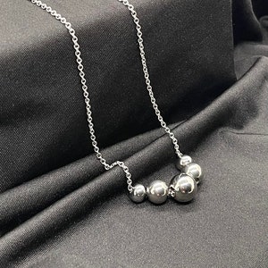 Stainless Steel Silver Bead Necklace ~ Non Tarnish ~ Sliding Ball Beads ~ Sphere Round Ball Pendant ~ Women ~ Gift ~ Fun Fashion On The Go