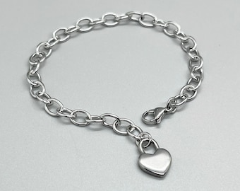 Stainless Steel HEART LOCK Pendant Bracelet ~ No Tarnish Silver Chain ~ Women Teen Jewelry ~ Valentine's Day Gift ~ Fun Fashion On The Go