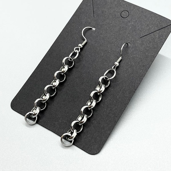 Stainless Steel Rolo Chain Earrings ~ No Tarnish ~ Hypoallergenic ~ Silver Chain Earrings ~ Fun Fashion On The Go