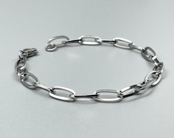 Stainless Steel Silver Chain Bracelet ~ No Tarnish ~ Women ~ Teen ~ Unisex ~ Silver Paperclip Chain ~ Oval Link ~ Fun Fashion On The Go
