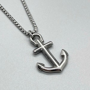 Stainless Steel Large Anchor Pendant Necklace Waterproof No Tarnish CHOOSE YOUR CHAIN Unisex Nautical Mariner Jewelry Gift