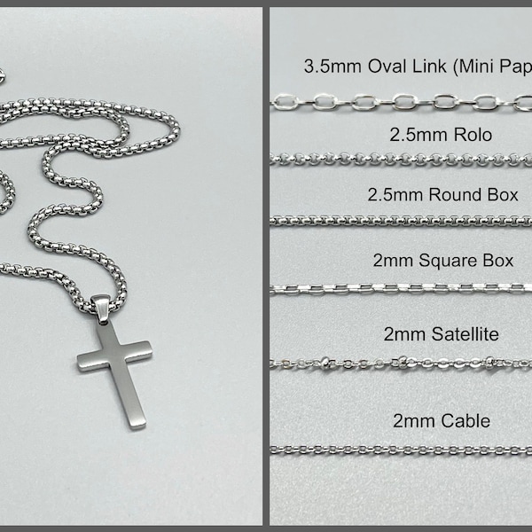 Stainless Steel Cross Pendant Necklace ~ CHOOSE YOUR CHAIN ~ No Tarnish ~ Silver Chain ~ Women Men Unisex Teen Gift ~ Fun Fashion On The Go