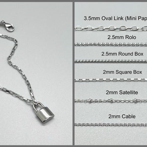 Dainty Silver Lock Necklace for Women / Stainless Steel Water 