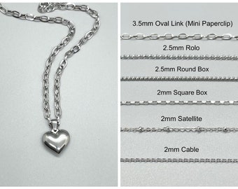 Stainless Steel Puffy Heart Pendant Necklace ~ CHOOSE YOUR CHAIN ~ No Tarnish ~ Heart Charm ~ Women Teen Gift ~ Fun Fashion On The Go