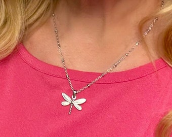 Stainless Steel Dragonfly Pendant Necklace: Tarnish Resistant, Dragonfly Charm, CHOOSE YOUR CHAIN