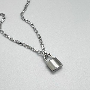 Stainless Steel Mini Lock Charm Necklace CHOOSE YOUR CHAIN No Tarnish Padlock Pendant Silver Chain Gifts For Her ~ Fun Fashion On The Go
