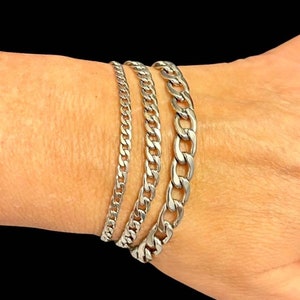 Stainless Steel Curb Chain Bracelet ~ No Tarnish ~ Silver Chain ~ Women Men Unisex Jewelry Gift ~ Fun Fashion On The Go