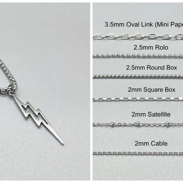Stainless Steel Bolt Necklace ~ No Tarnish ~ PICK A CHAIN ~ Lightning Bolt Pendant ~ Storm Chaser ~ Unisex Jewelry ~ Fun Fashion On The Go