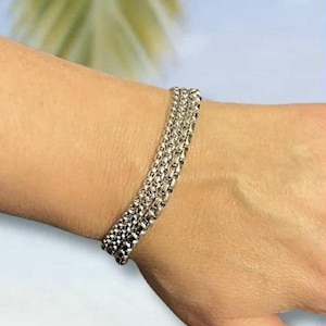 Stainless Steel Venetian Chain Bracelet, Round Box Chain, No Tarnish, Choose Width