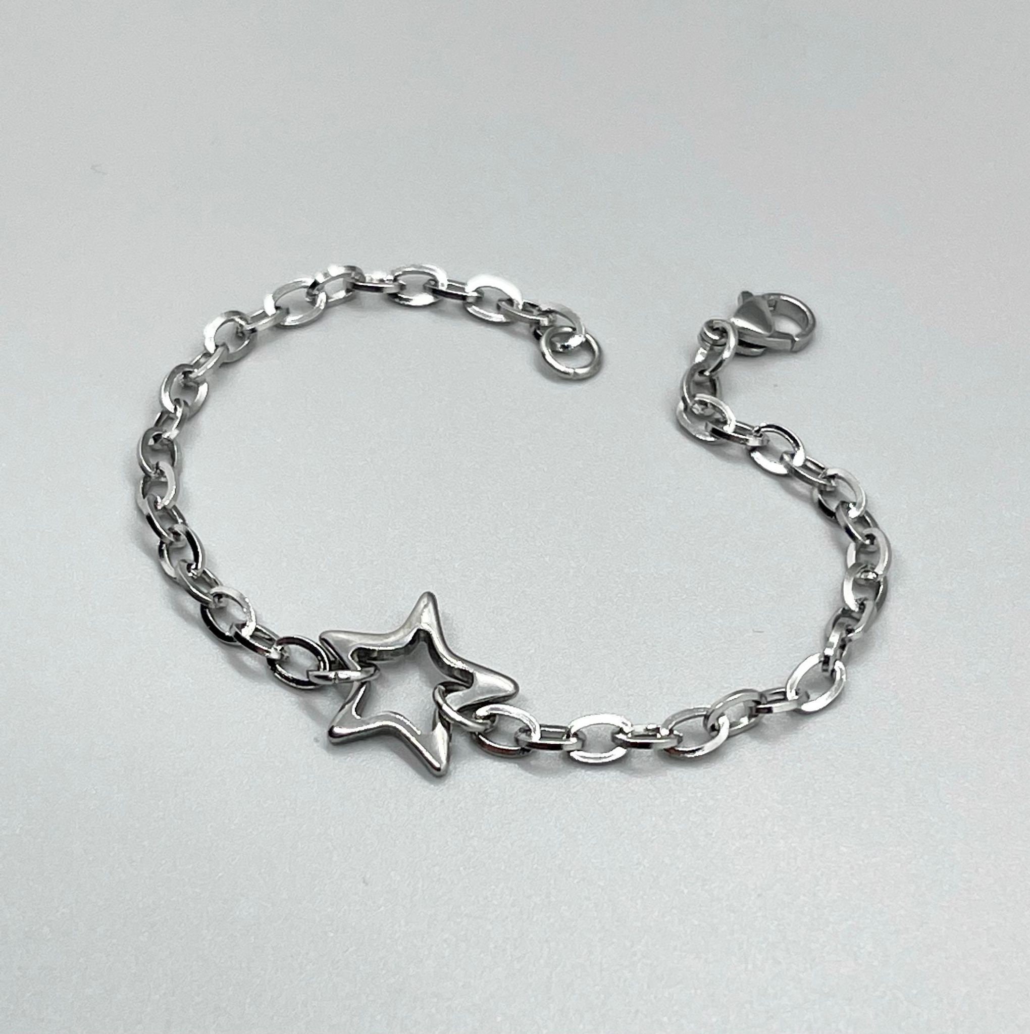 Pulsera con colgante de estrella de acero inoxidable que no se deslustra, cadena con clip en miniatura, dije de estrella, joyería unisex para mujeres y adolescentes