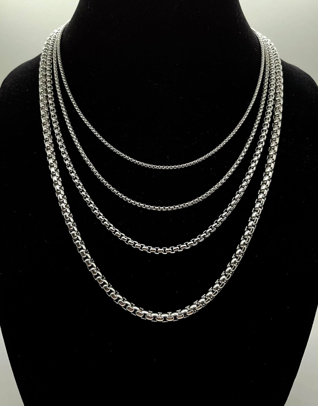 Stainless Steel Chain Necklace Round Box Chain Etsy