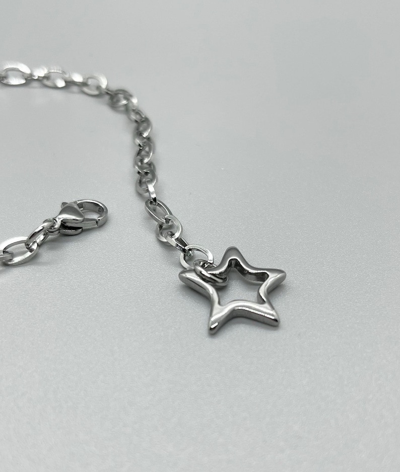 Stainless Steel STAR Pendant Bracelet No Tarnish Oval Link Chain Mini Paperclip Women Teen Fun Fashion On The Go image 5