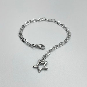 Stainless Steel STAR Pendant Bracelet No Tarnish Oval Link Chain Mini Paperclip Women Teen Fun Fashion On The Go image 2