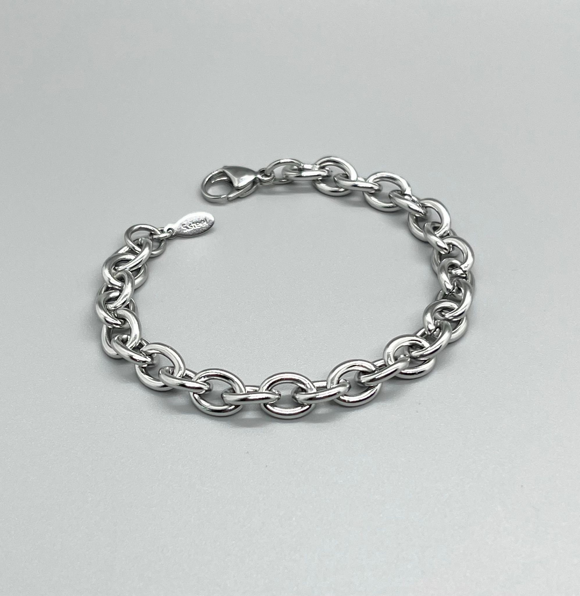 ★SENTIMENTS★ NO.511 [SILVER] LACE LINE CHIAN BRACELET Polished Double Cestina Link Chain Bracelet Anti-tarnish