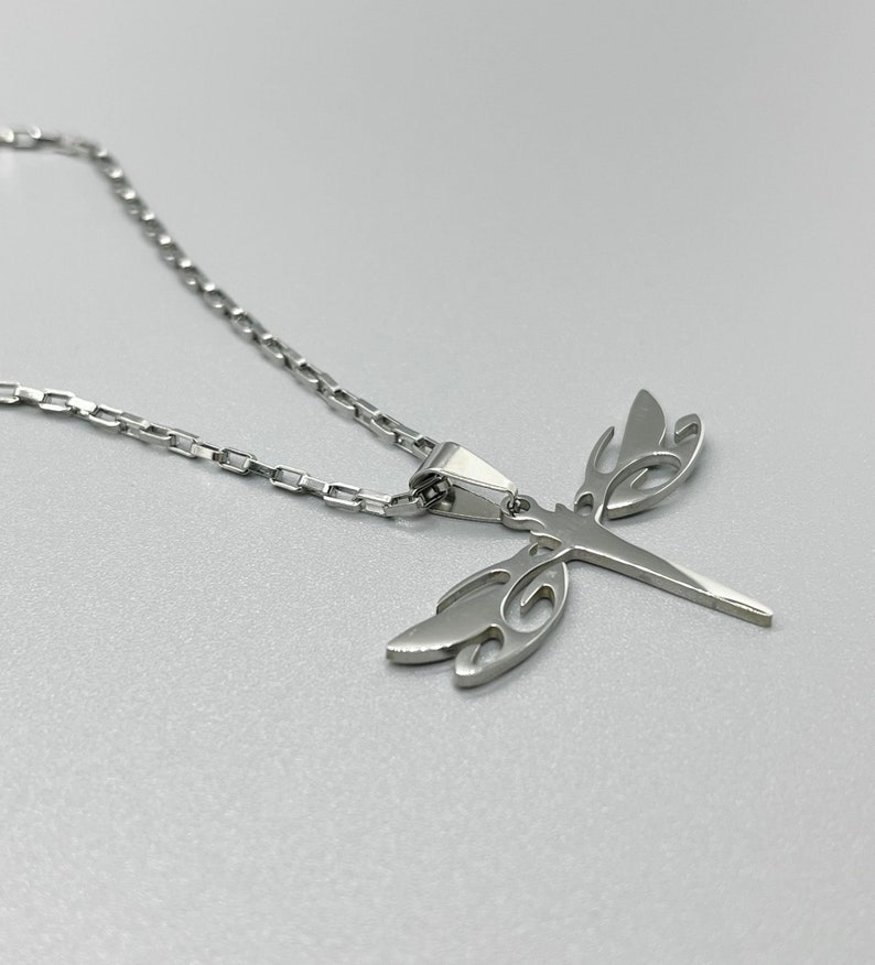 Stainless Steel Dragonfly Necklace Non Tarnish CHOOSE YOUR CHAIN Silver