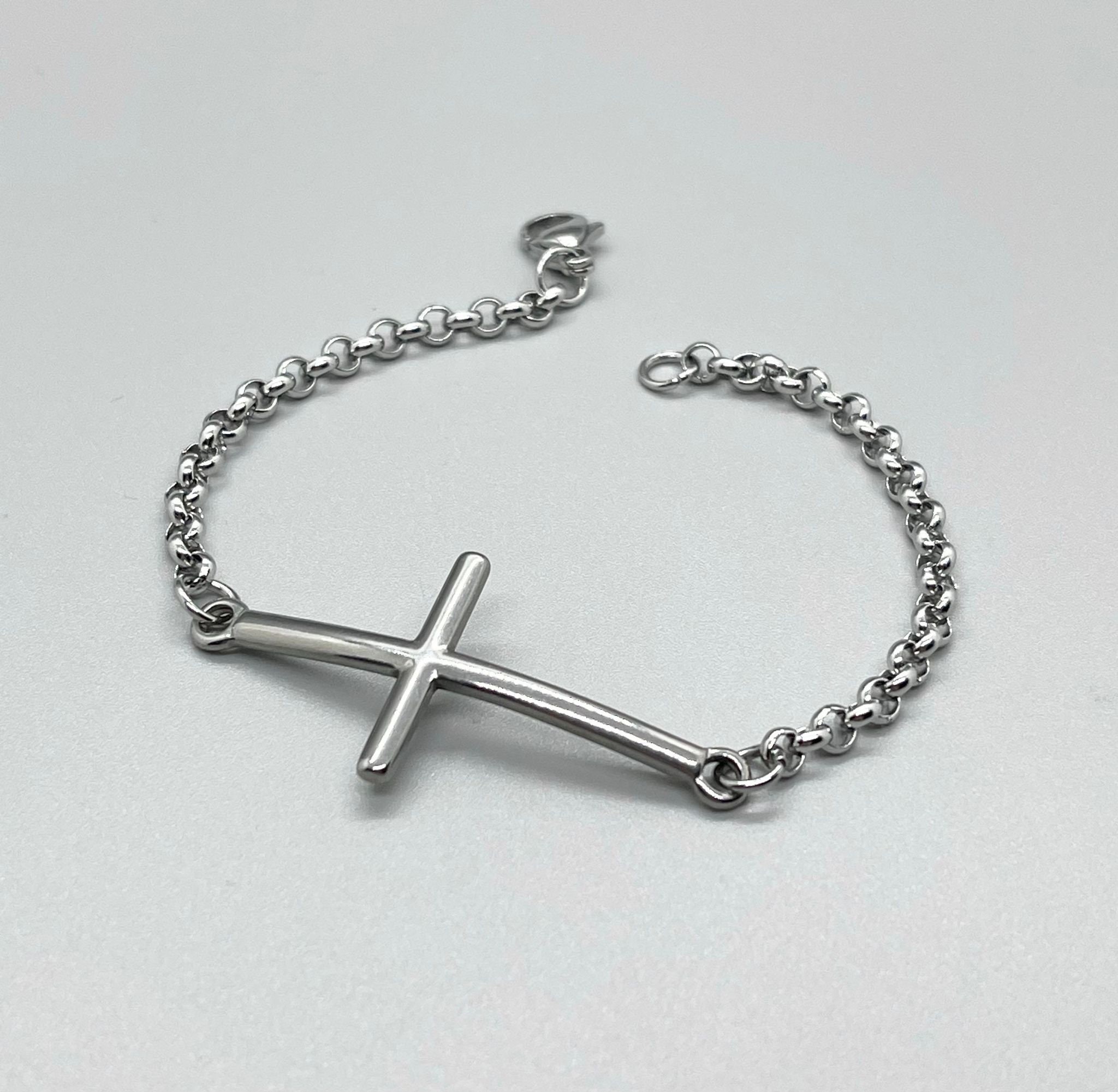 Mens stainless steel cross bracelet clearance