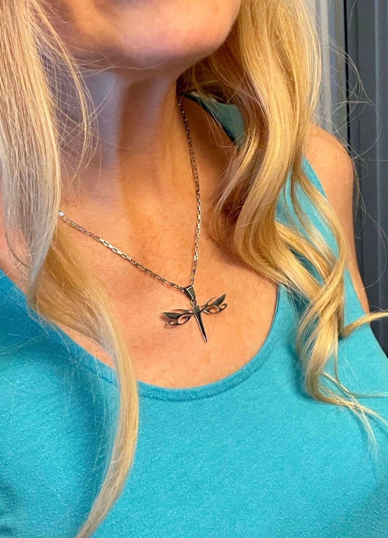 Stainless Steel Dragonfly Necklace Non Tarnish CHOOSE YOUR CHAIN Silver