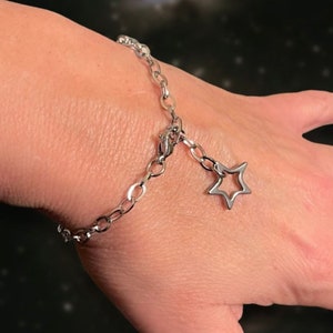 Stainless Steel STAR Pendant Bracelet No Tarnish Oval Link Chain Mini Paperclip Women Teen Fun Fashion On The Go image 4