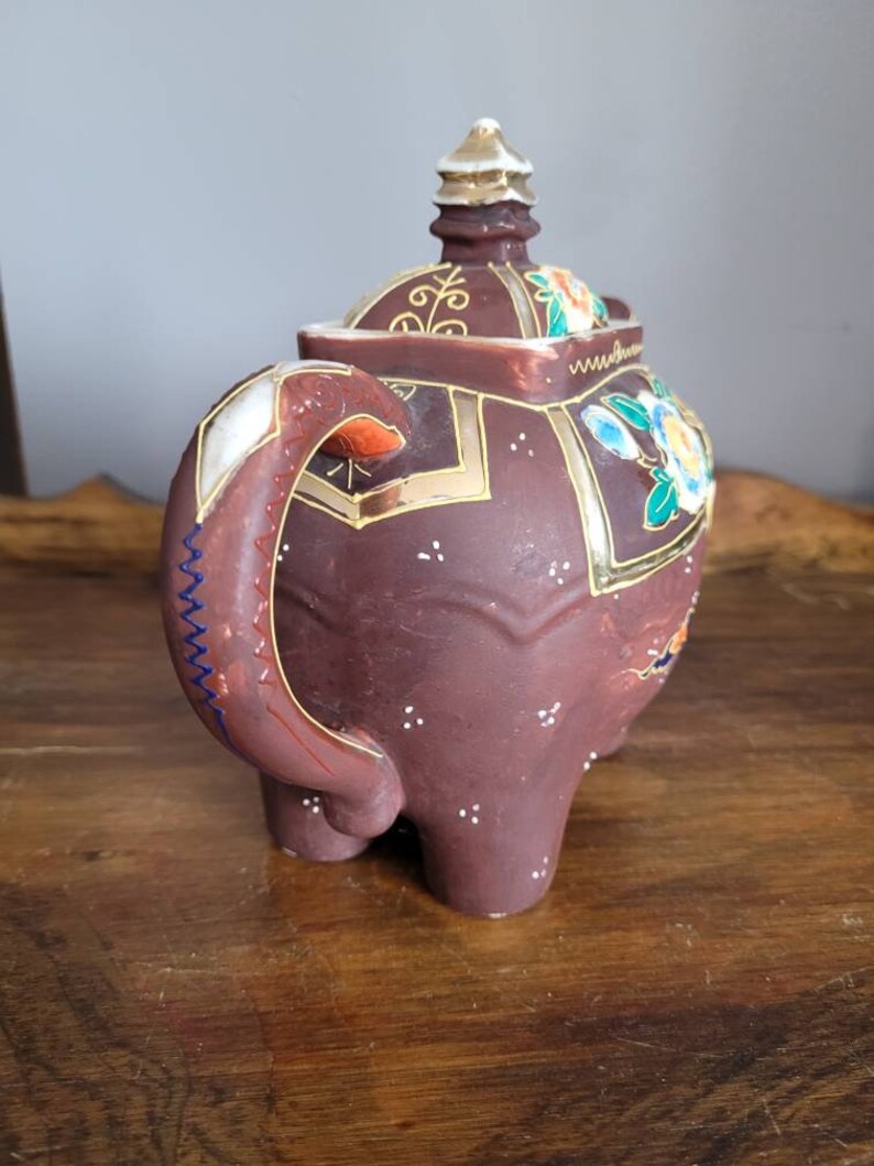 Vintage Satsuma Moriage Elephant Teapot Marked Maded in Japan Etsy