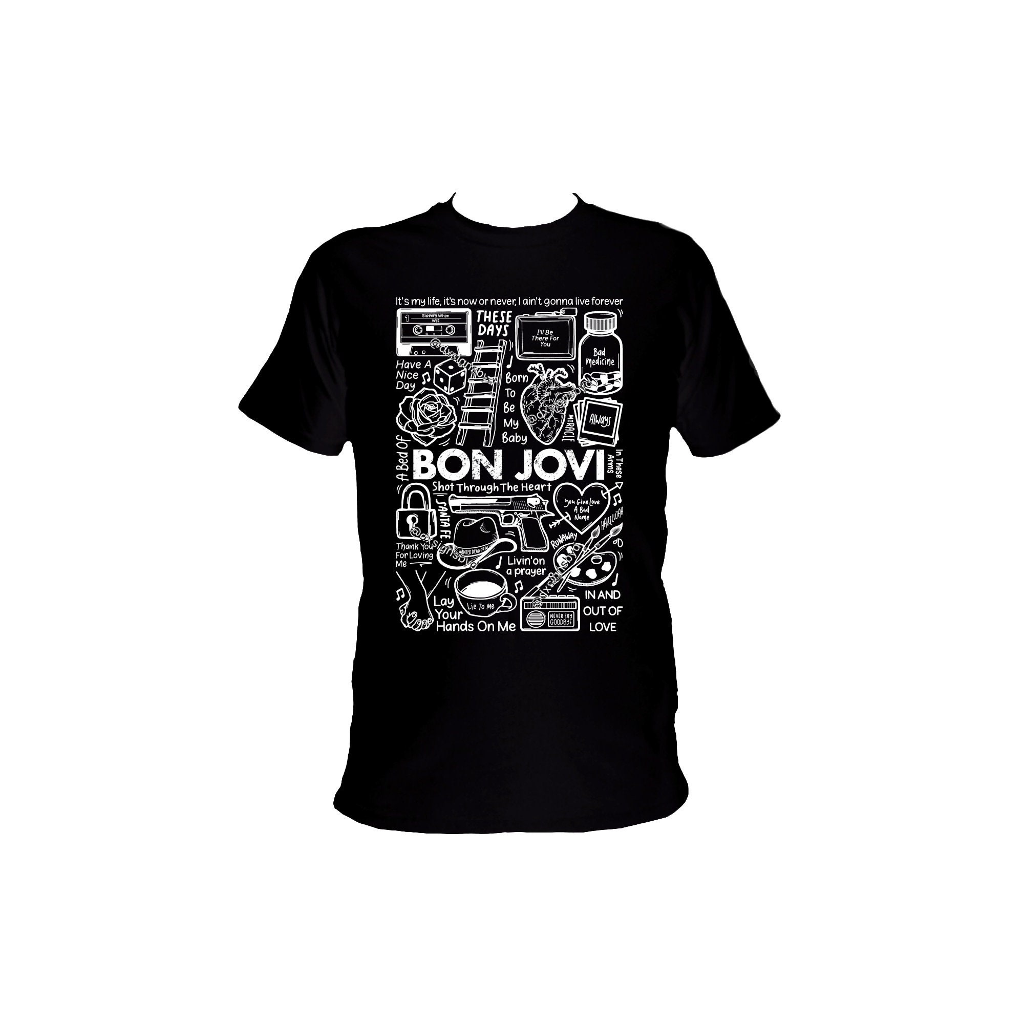 Discover Bon Jovi band music lyric t shirt