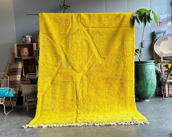 Moroccan Bright Yellow Rug - Moroccan Beni Ourain Rug- Moroccan Custom Order Carpet - Moroccan Berber Carpet - Moroccon Hand Made Wool Rug