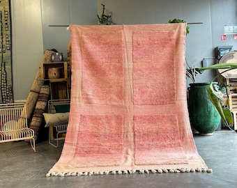 Beni ourain rosa Teppich, authentischer marokkanischer Teppich, Berberteppich, echter Wollteppich, handgefertigter Teppich, Beni ourain-Stil, Flächenteppich, Tapis Berbere,