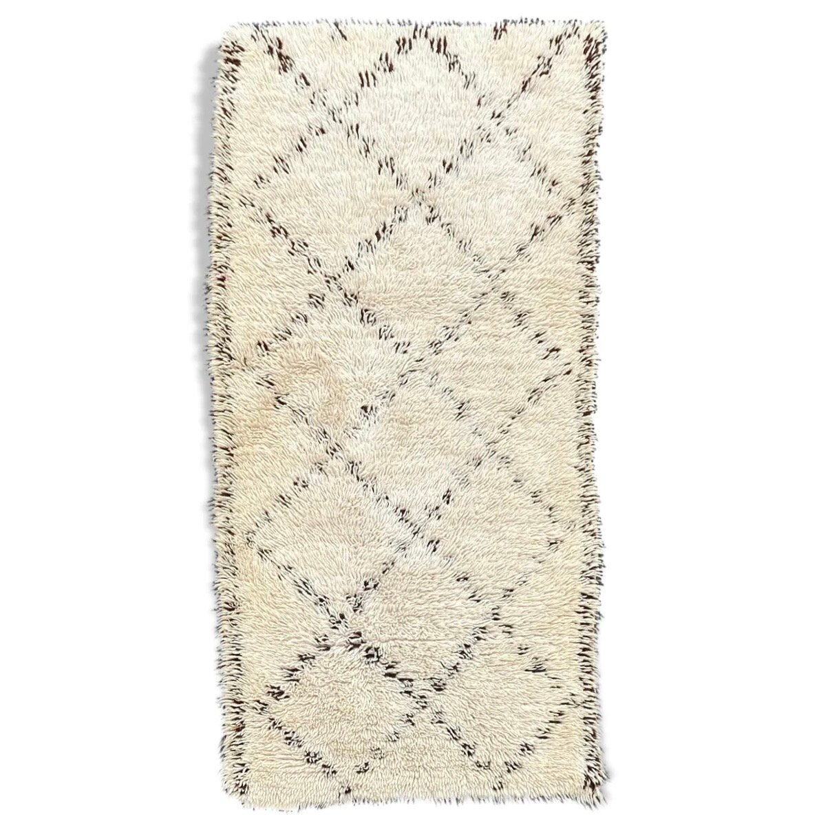 Tapis Berbere Beni Ourain 90×180 cm, Tapis Marocain Noir et Blanc