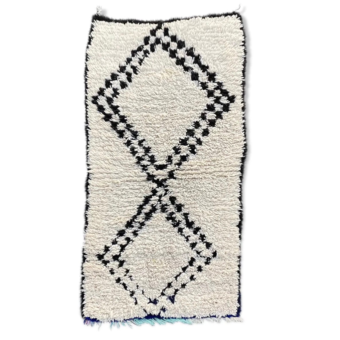 Tapis Berbere Beni Ouarain Vintage 105×200 cm, Tapis en Laine Fait Main