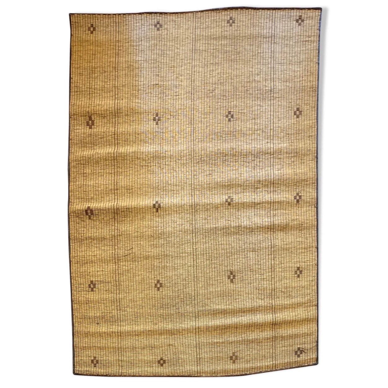 Natte Mauritanienne Touareg 210x320 cm, Tapis Africain Fait Main, Natte en Cuir et Fibre