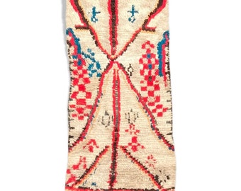 Moroccan Vintage Carpet, 65x150 cm, Modern Berber Rug, Berber Wool Rug, Vintage Bohemian Rug, Handmade Carpet, Boho Rug, Berber Teppich