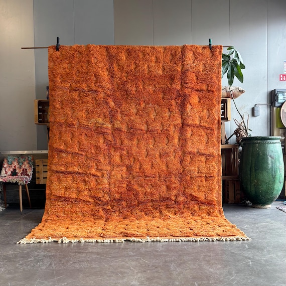 Orange Moroccan rug, Authentic Moroccan rug, Berber carpet, Genuine Wool rug, Handmade rug, Beni ourain style, Area rug, custom order rug