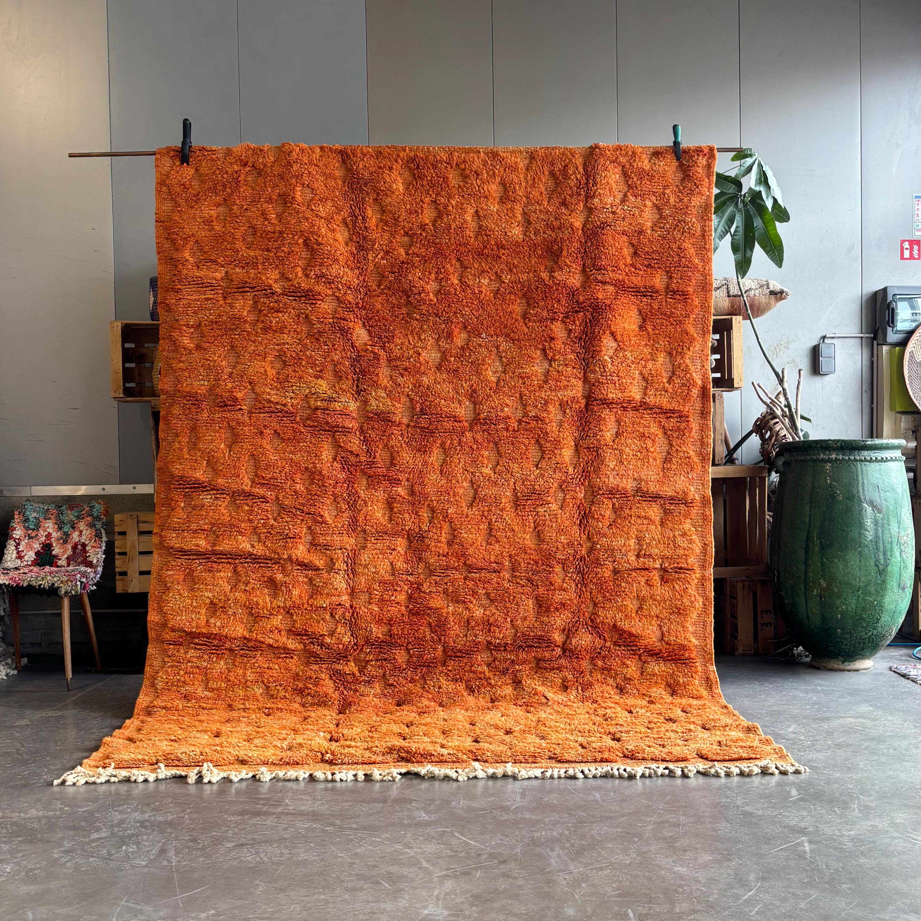 Orange Moroccan rug, Authentic Moroccan rug, Berber carpet, Genuine Wool rug, Handmade rug, Beni ourain style, Area rug, custom order rug