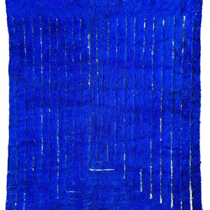 Blue Majorelle rug, Authentic Moroccan rug, Berber carpet, Genuine Wool rug, Handmade rug, Beni ourain style, Area rug, Tapis berbere image 2