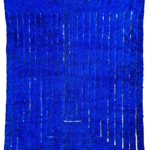 Blauer Majorelle-Teppich, authentischer marokkanischer Teppich, Berberteppich, echter Wollteppich, handgefertigter Teppich, Beni-Ourain-Stil, Flächenteppich, Tapis Berbere Bild 2