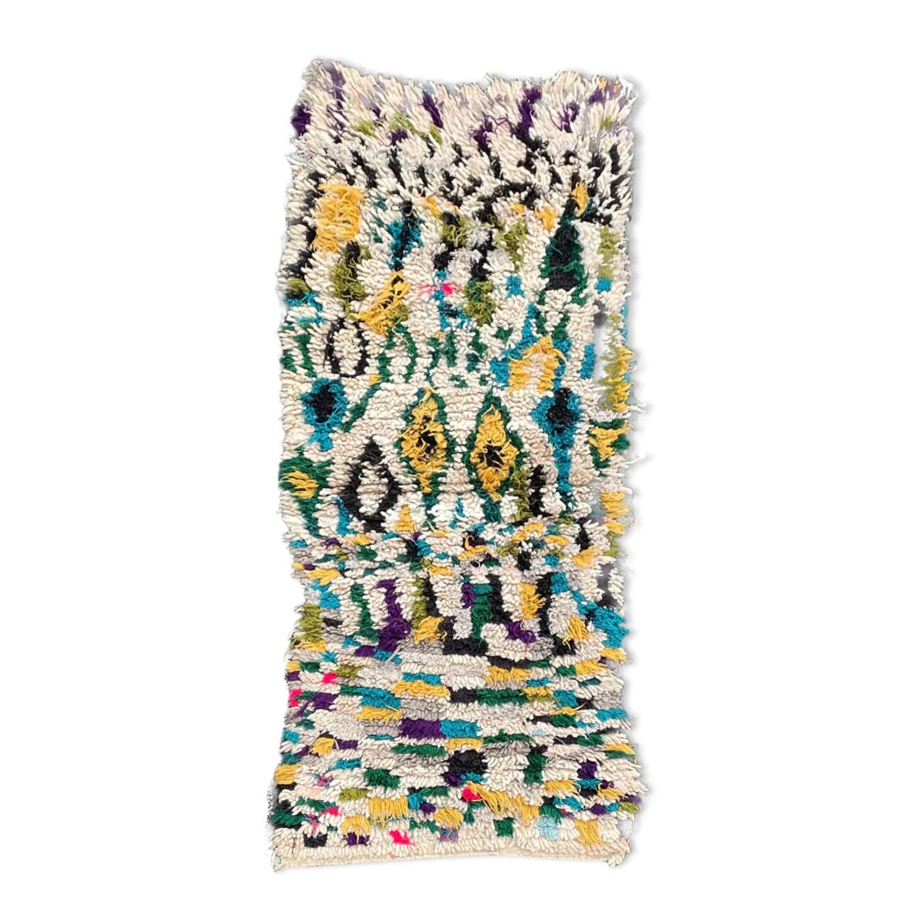 Tapis Marocain Azilal en Laine 80x170 cm, Tapis Berbère Du Maroc Fait Main Laine
