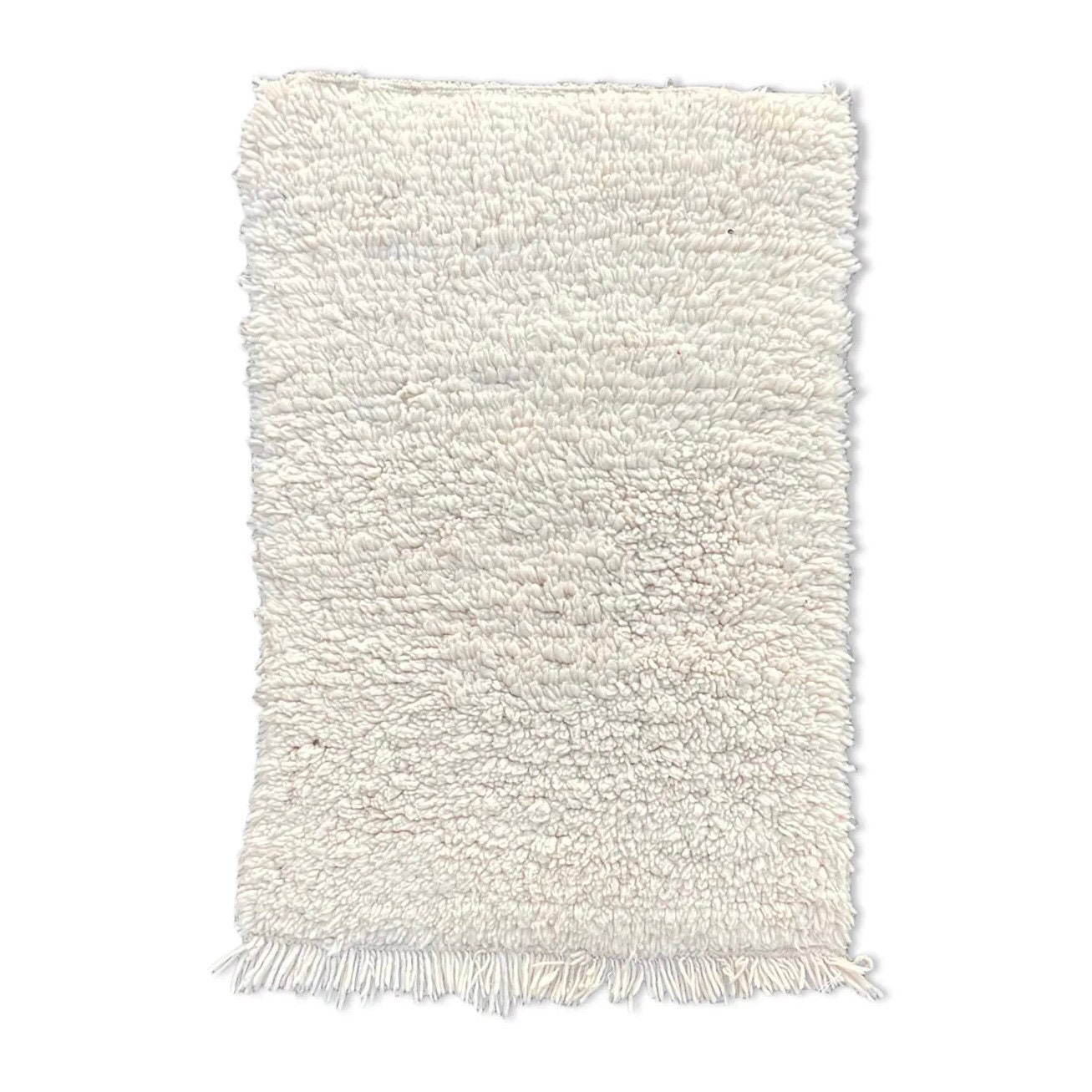 Tapis Berbere Beni Ouarain 80×120 cm, Petit Tapis Blanc Fait Main