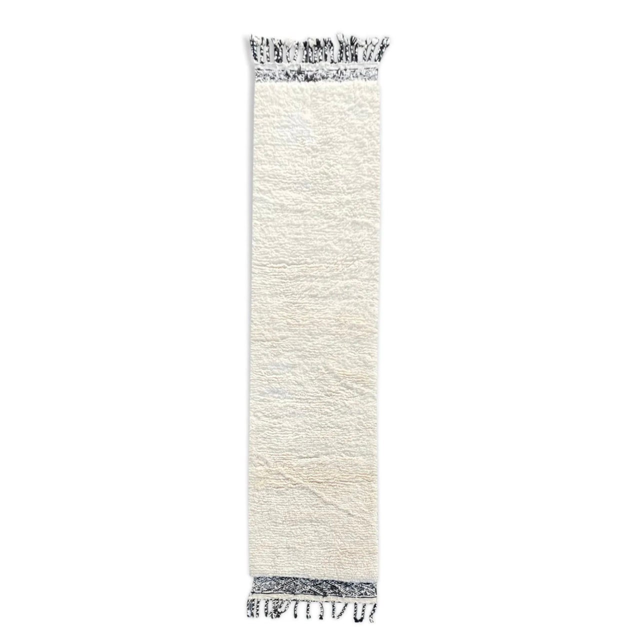 Tapis Berbere Beni Ouarain Couloir Neuf 80×350 cm, Tapis Marocain Blanc