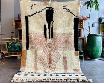 Custom Made Modern Moroccan Berber Wool Rug – Handmade Wool Rug | Luxury Beni Ouarain Style Colorful Rug | Boho Chic Rug