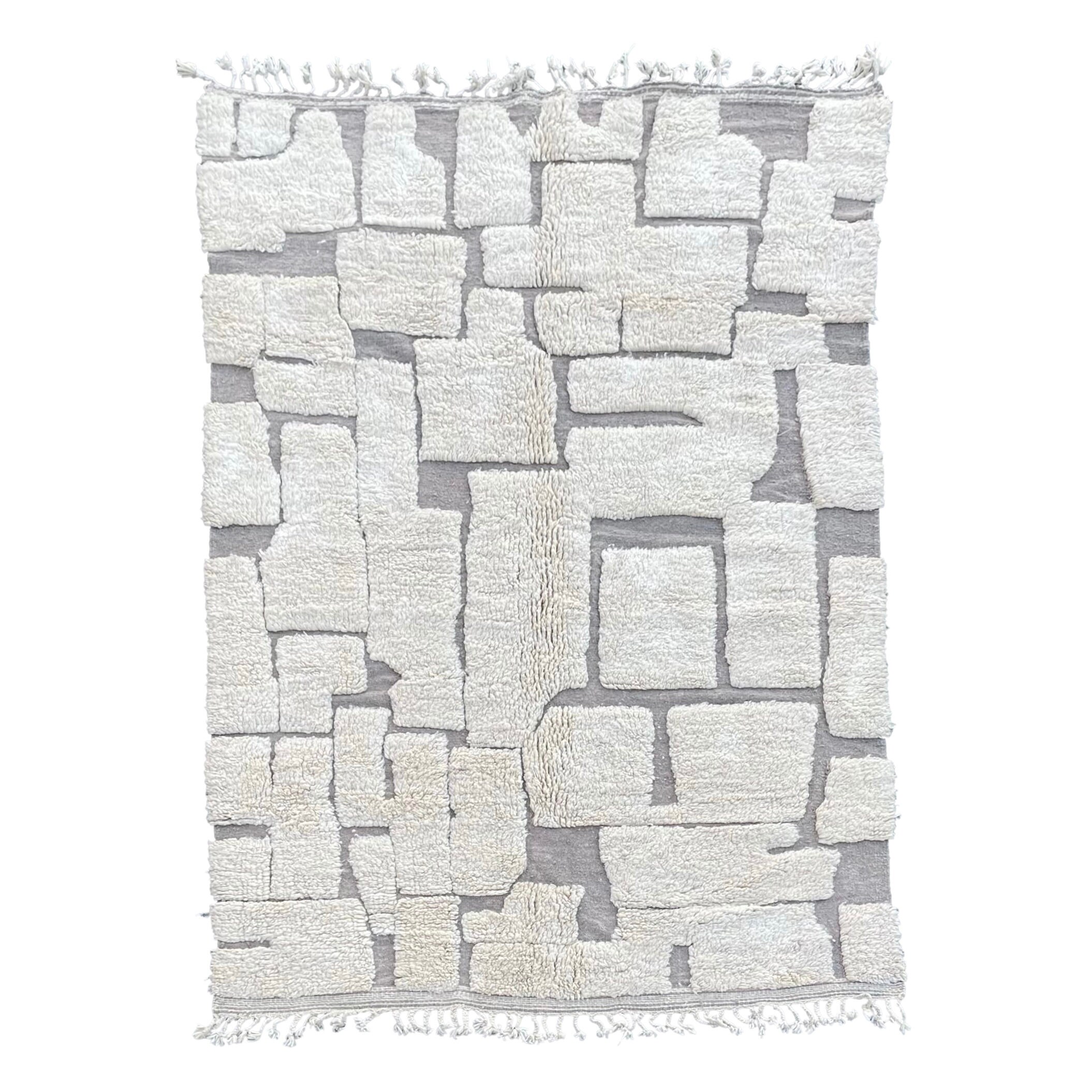 Sublime Tapis Marocain Modern 190x300 cm, Berbere Beni Ourain Fait Main en Laine