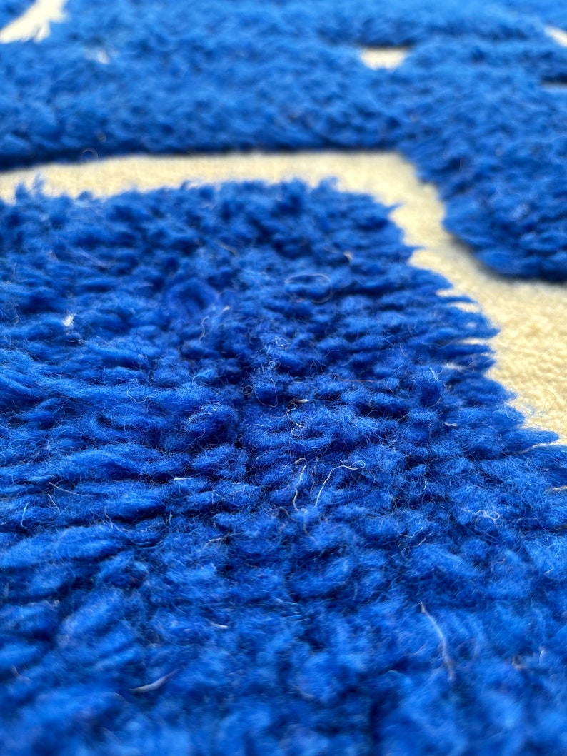 Beni Ourain Majorelle Blue Runner rug-Authentic Moroccan rug-Berber carpet-Genuine Wool rug-Handmade rug-Beni ourain style Teppich image 7