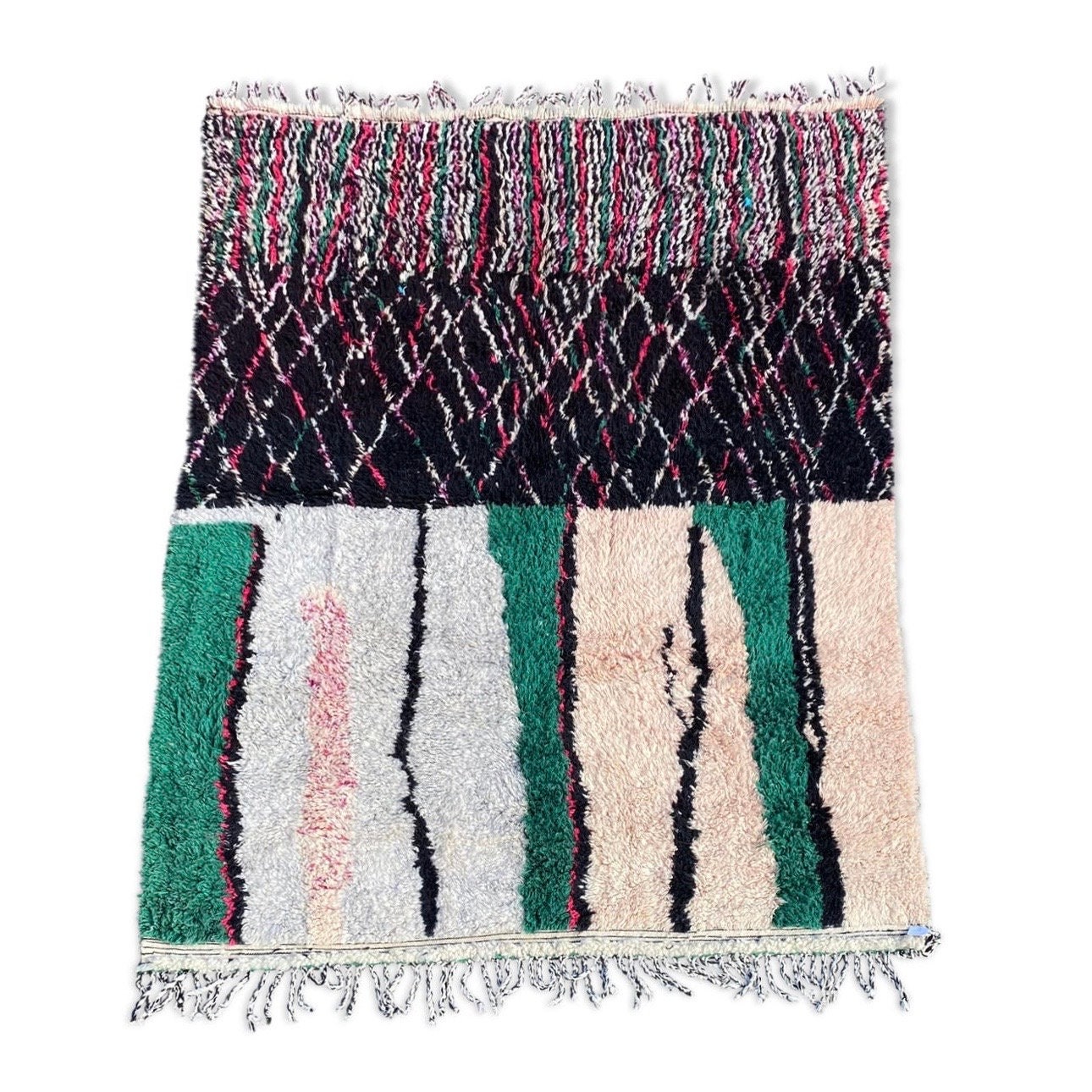 Tapis Marocain Modern en Laine 200x285 cm, Tapis Berbere Azilal Contemporain