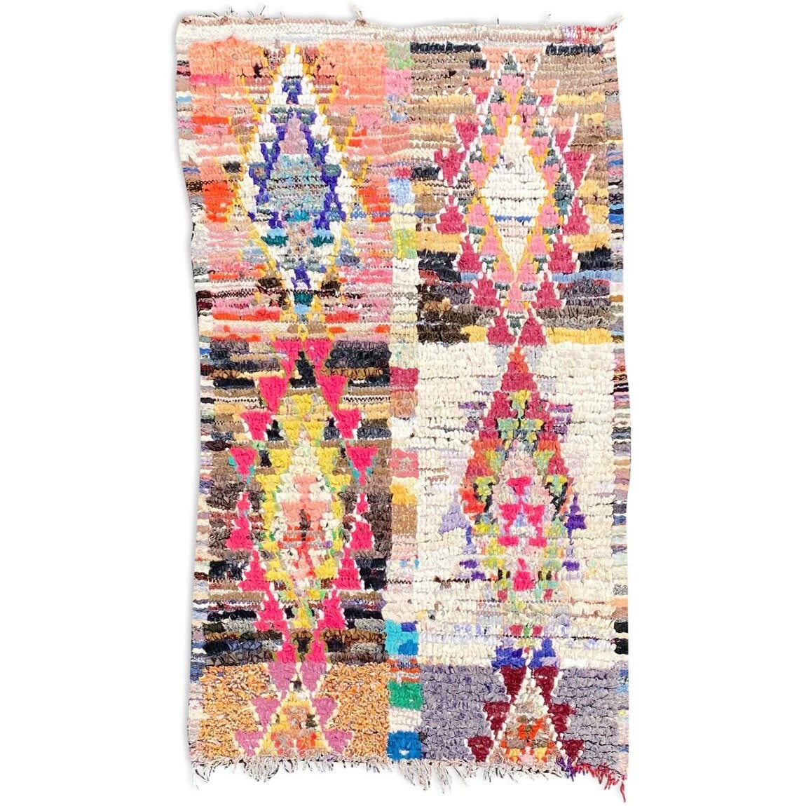 Tapis Berbere Boucherouite 95×170 cm, Tapis en Coton Coloré