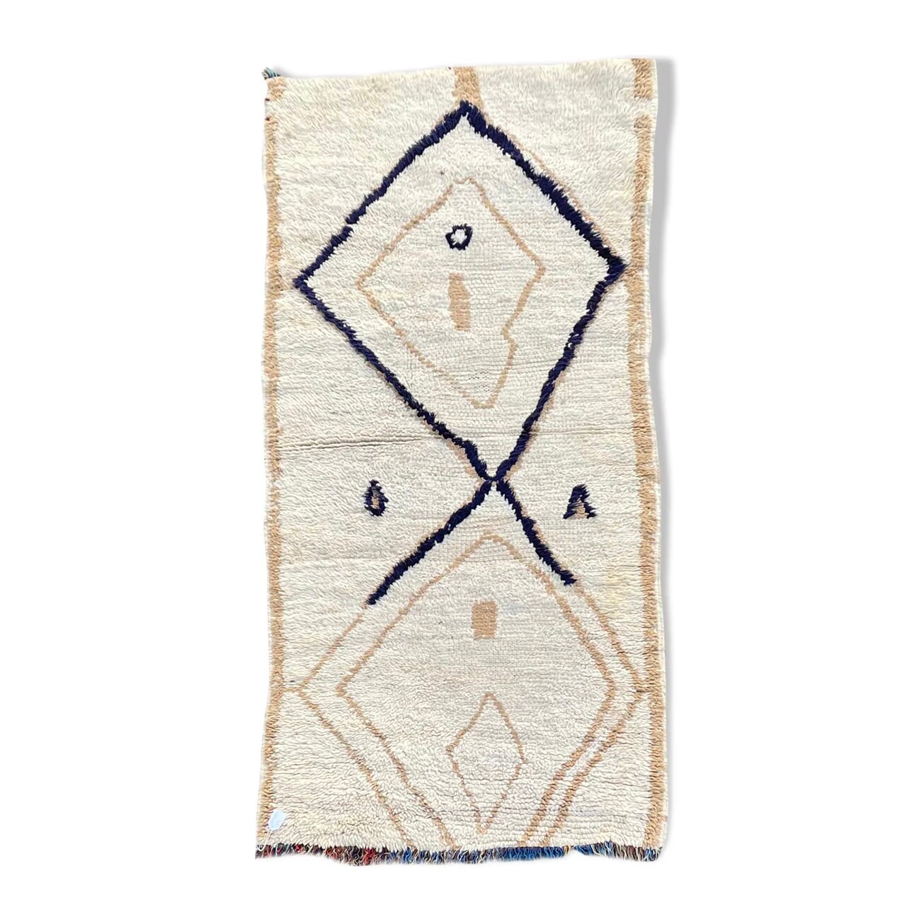 Tapis Berbere Beni Ouarain Vintage 90×185 cm, Tapis en Laine Coloré