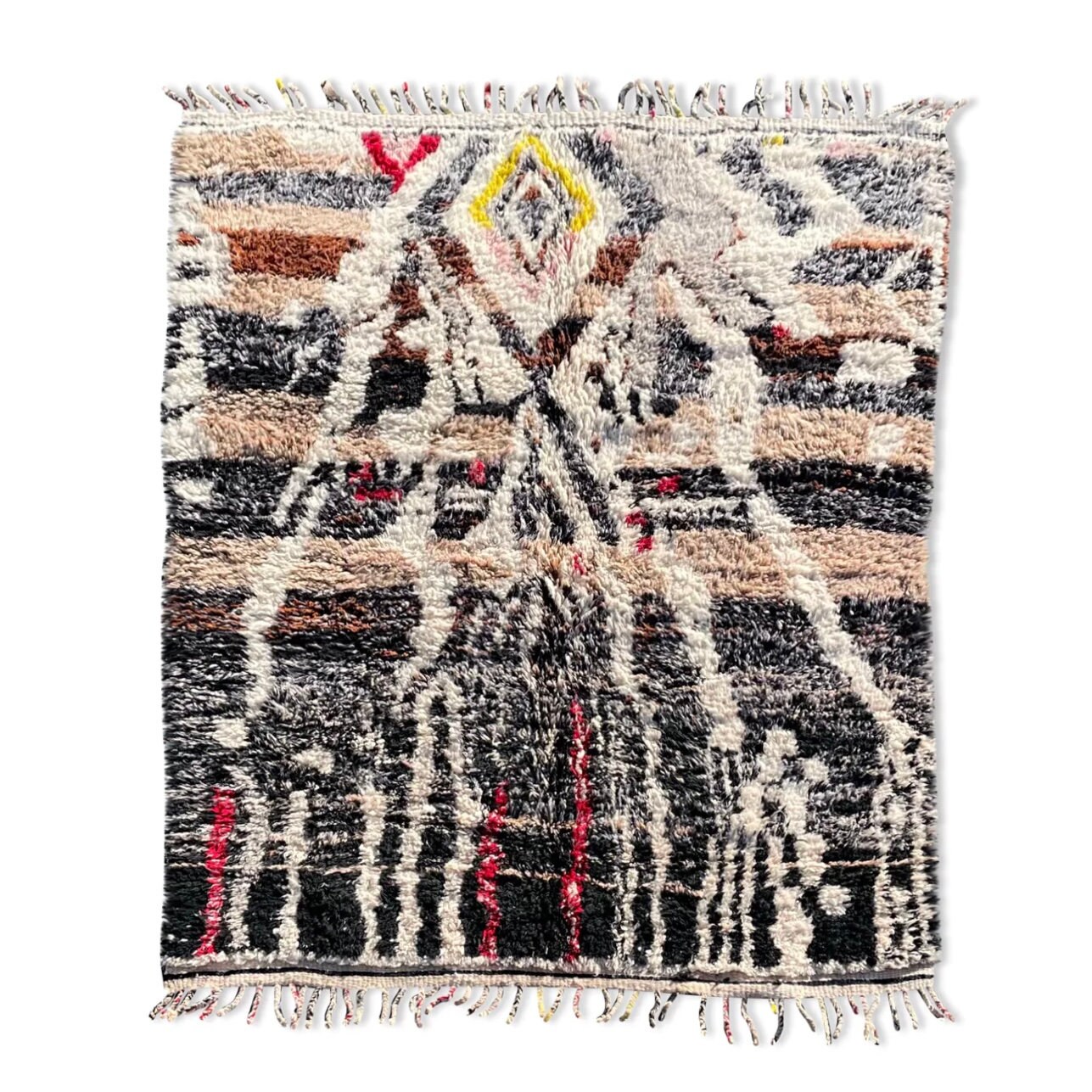 Magnifique Tapis Berbere Marocain Beni Ouarain Neuf 210×260 cm, Tapis Fait Main en Laine