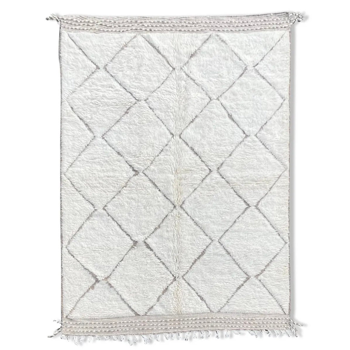 Tapis Berbere Beni Ouarain 200×300 cm Tapis Marocain Blanc