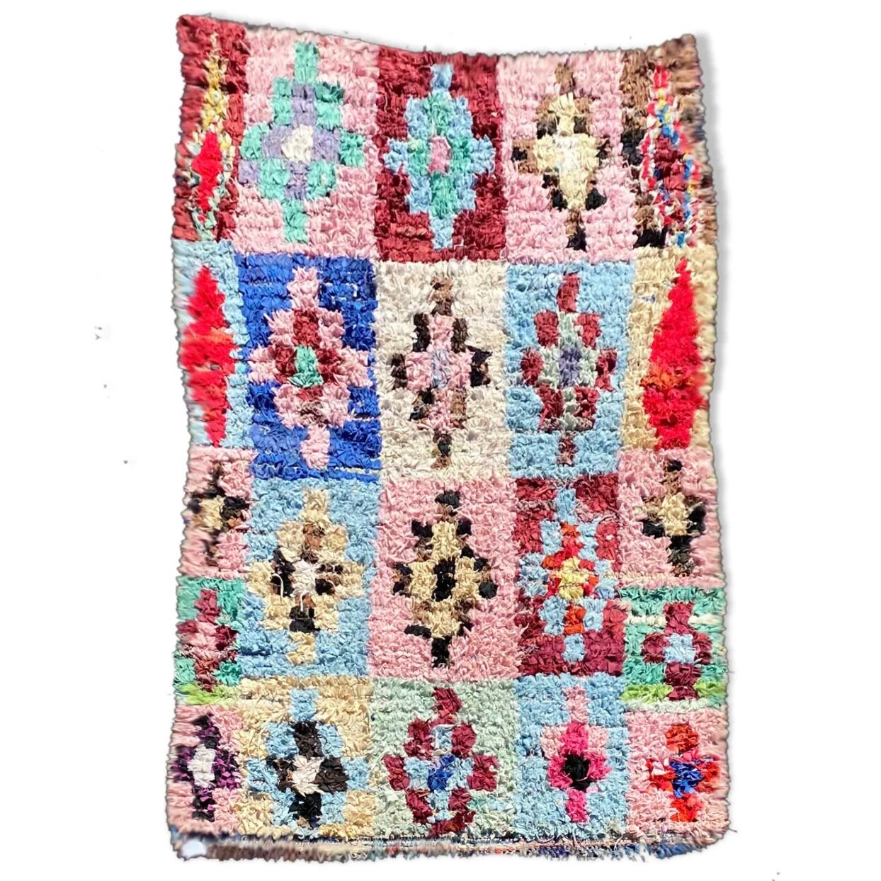 Tapis Berbere Boucherouite 115×180 cm, Tapis Fait Main Du Maroc