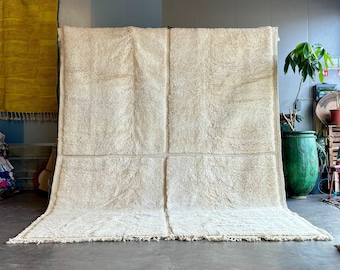 LUXURIOUS CUSTOM RUG, Moroccan Berber Rug, Unique White & Gray Rug, Handmade Geometric Carpet, Beni Ourain Wool Rug, Natural Fiber Area Rug